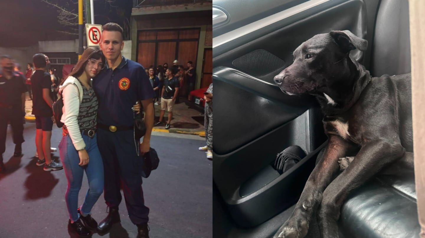 Bombero Lucas Escaris junto a su novia en Wilde tras un incendio en su hogar