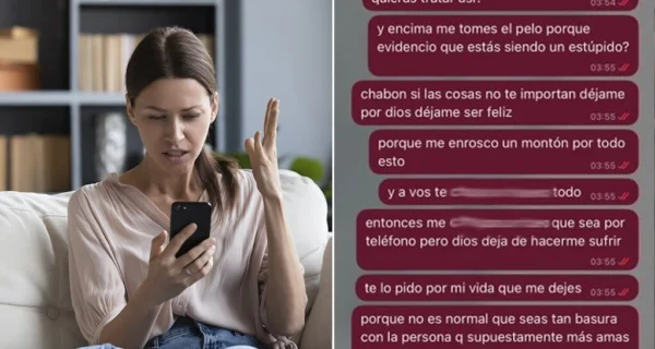 Captura de pantalla de la conversación de Sofía con su exnovio