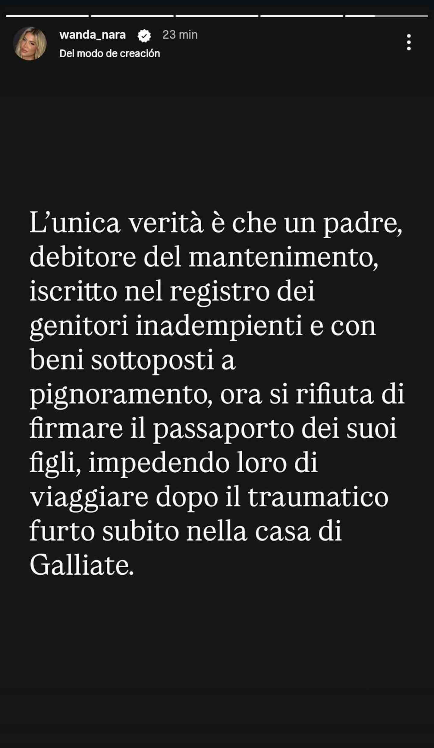 Publicación de Wanda Nara sobre Mauro Icardi y sus hijas en Instagram