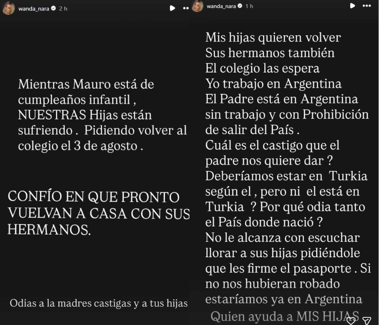 Wanda y Zaira Nara hablando sobre su familia y rumores en redes sociales