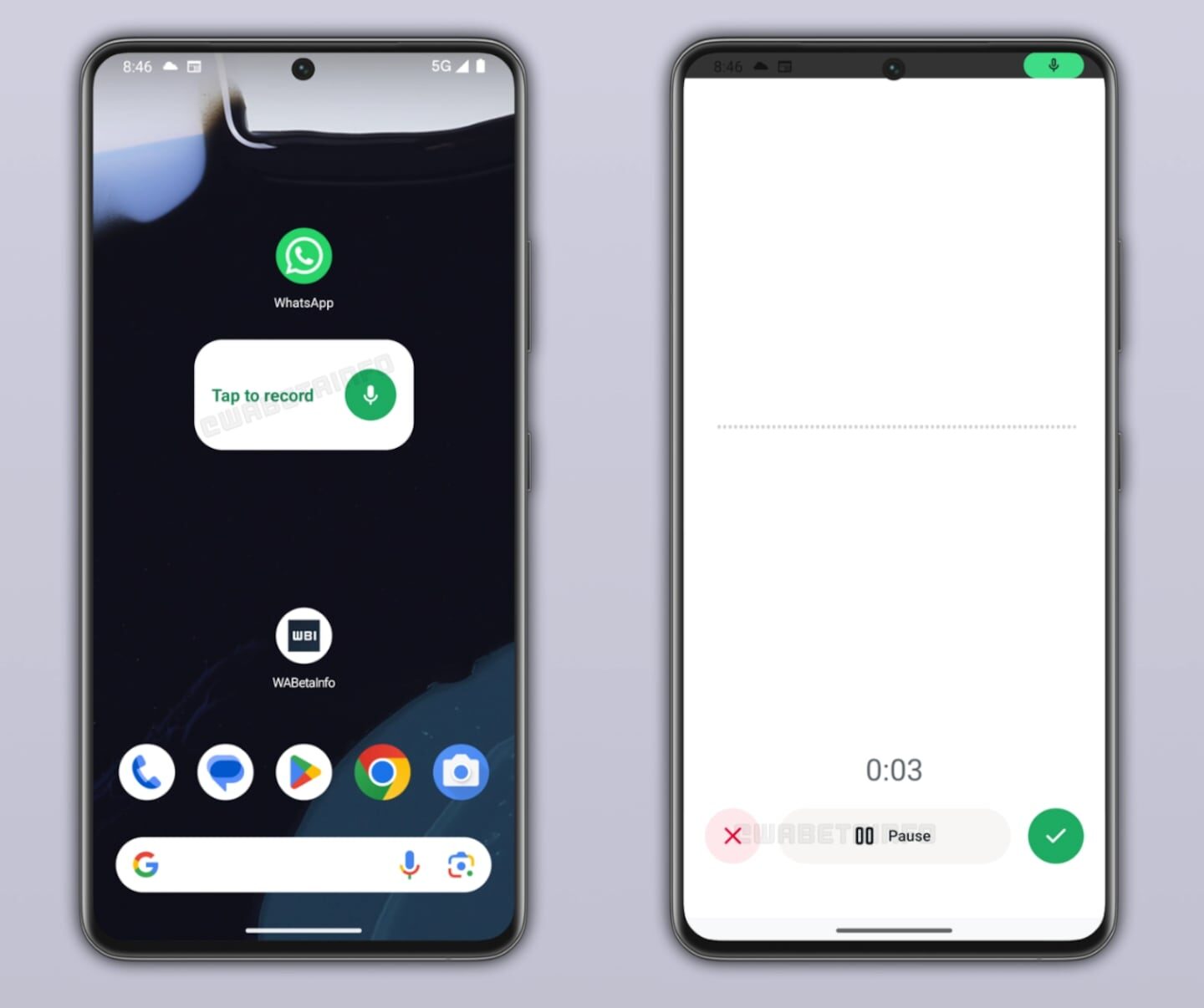 Interfaz de WhatsApp mostrando un nuevo atajo para grabar audios en Android